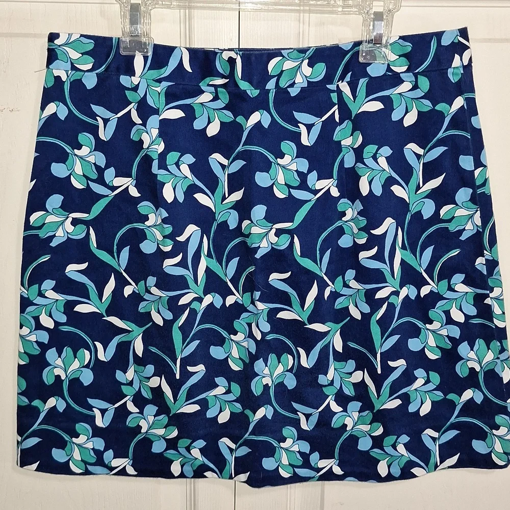 Draper James cotton stretch a-line mini skirt - 6 - blue floral